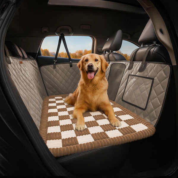 Cozy Plaid Non-Slip Dog Bed Mat for Car Seat Extender