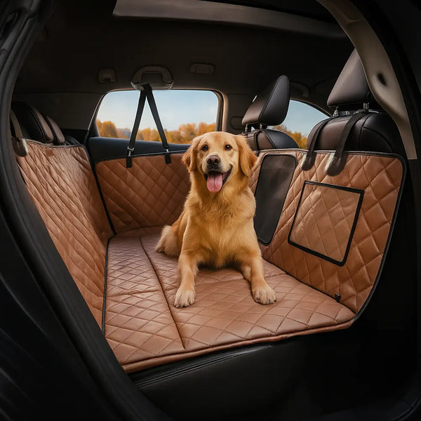 Premium Faux Leather Water-repellent Hammock Dog Car Seat Cover - RideProtector