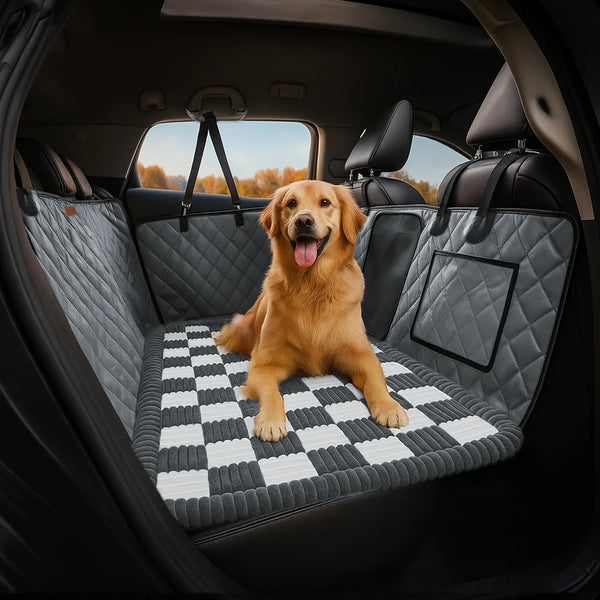 Premium Faux Leather Water-repellent Hammock Dog Car Seat Cover With Mat