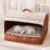 Cozy Cabin Portable Semi-Enclosed Dog Bed with Roof Warming And Durable