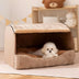 Cozy Cabin Portable Semi-Enclosed Dog Bed with Roof Warming And Durable