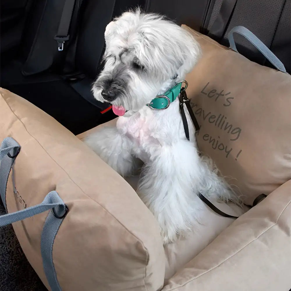 Cozy Ruffled Soft Washable Pet Travel Dog Car Seat Bed