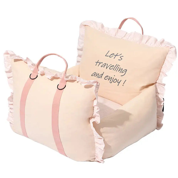 Cozy Ruffled Soft Washable Pet Travel Dog Car Seat Bed