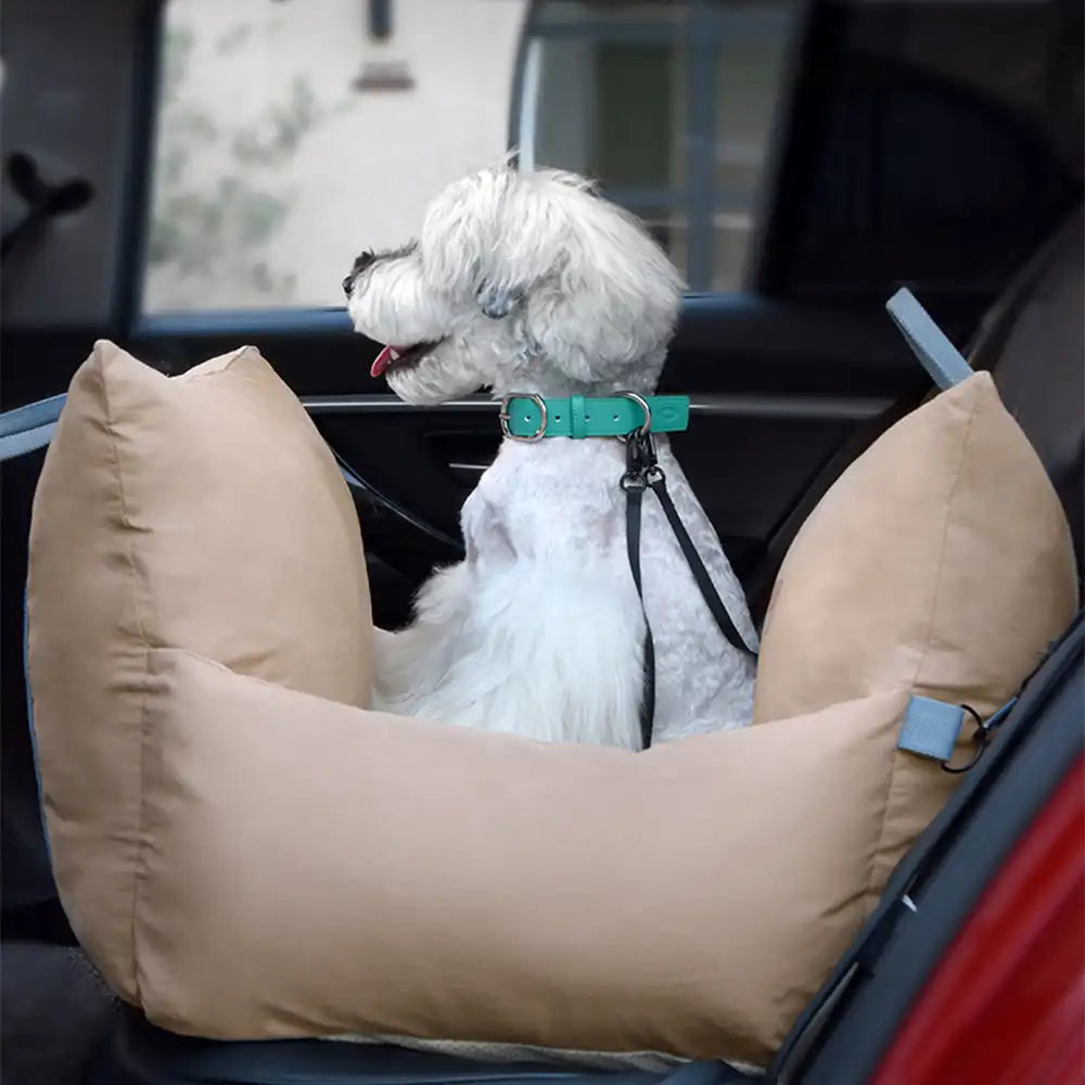 Cozy Ruffled Soft Washable Pet Travel Dog Car Seat Bed