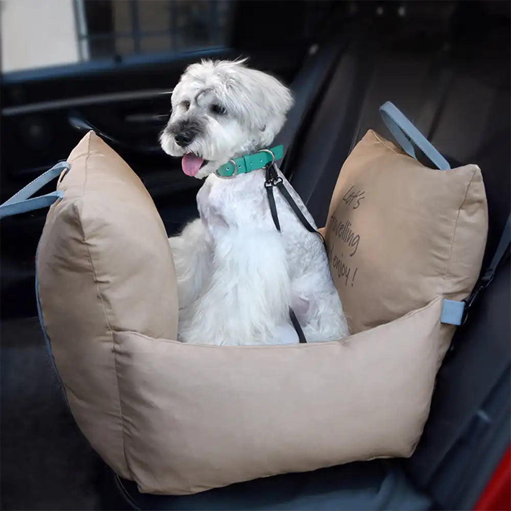 Cozy Ruffled Soft Washable Pet Travel Dog Car Seat Bed