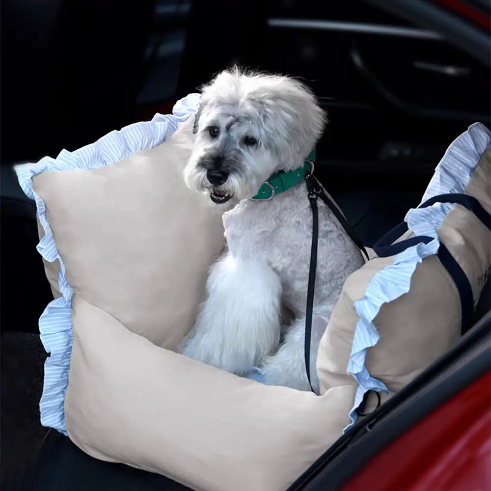 Cozy Ruffled Soft Washable Pet Travel Dog Car Seat Bed