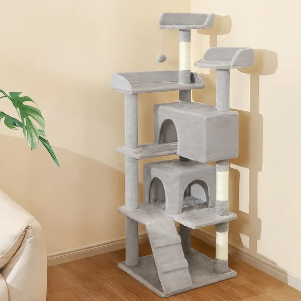 Sturdy Plush Multi-Level Cat Tree Tower with Cozy Condos & Scratching Posts