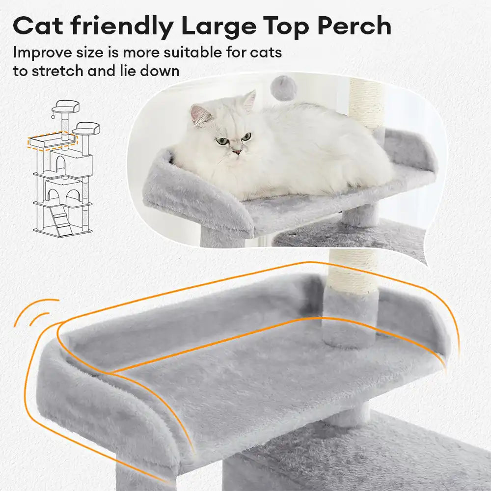 Sturdy Plush Multi-Level Cat Tree Tower with Cozy Condos & Scratching Posts