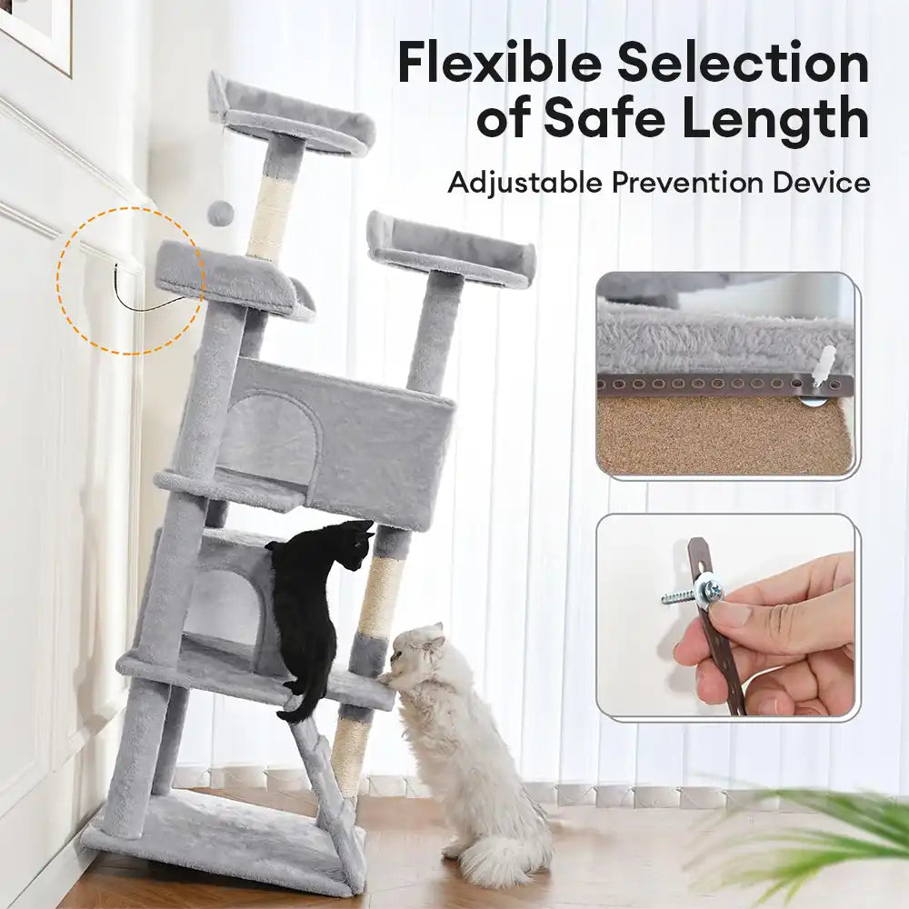 Sturdy Plush Multi-Level Cat Tree Tower with Cozy Condos & Scratching Posts