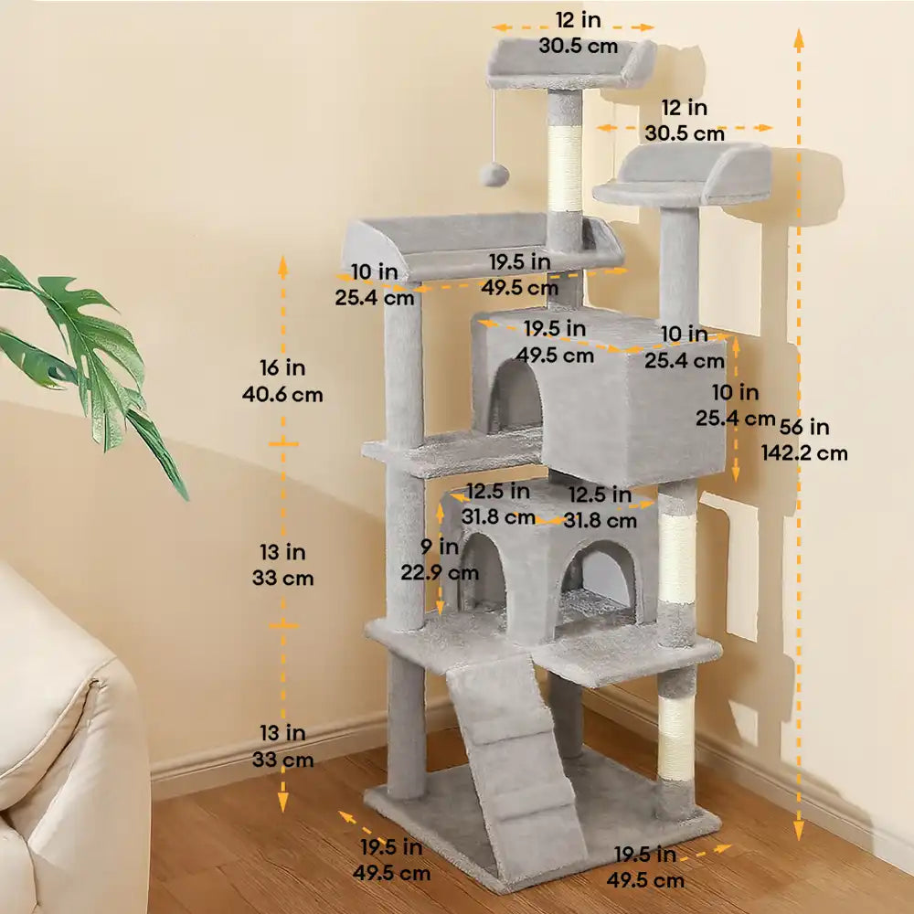 Sturdy Plush Multi-Level Cat Tree Tower with Cozy Condos & Scratching Posts