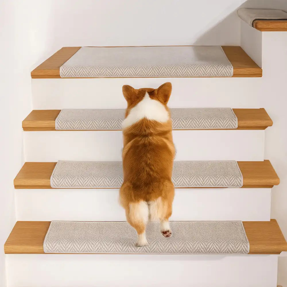 Soft Plush Indoor Stair Protectors Pet Friendly Tape Free Carpet Stair Treads