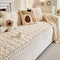 Soft Plush Plaid Square Furniture Protector Anti-Slip Couch Cover