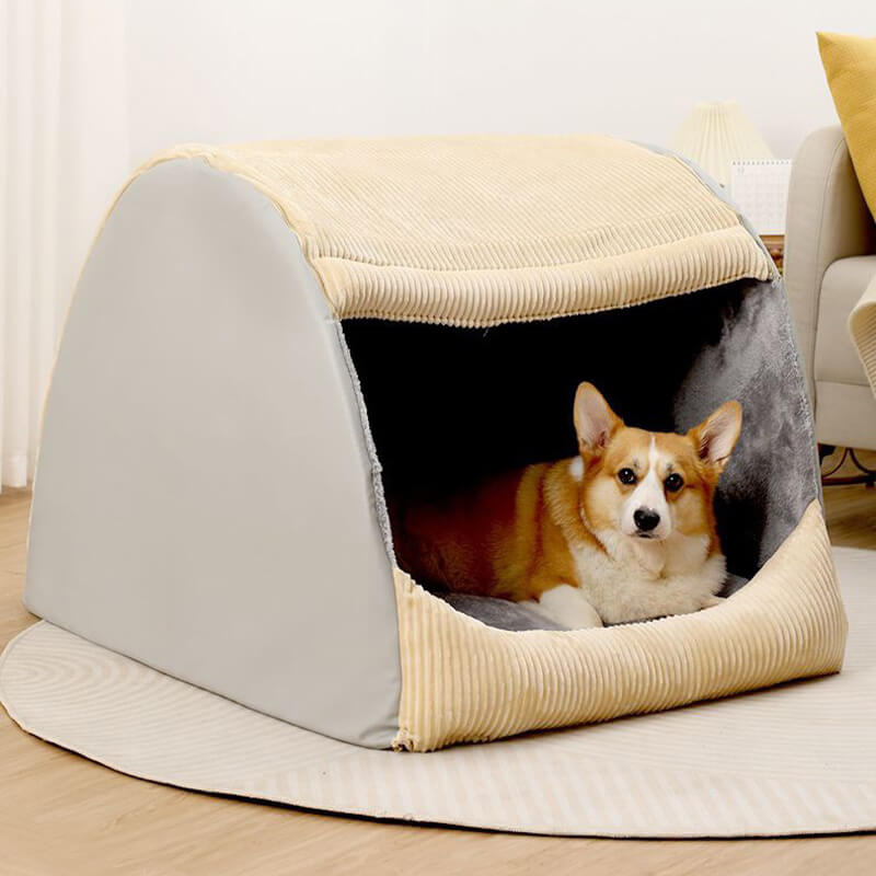 Cama de carpa de perros grande y desmenuzada de franela caliente