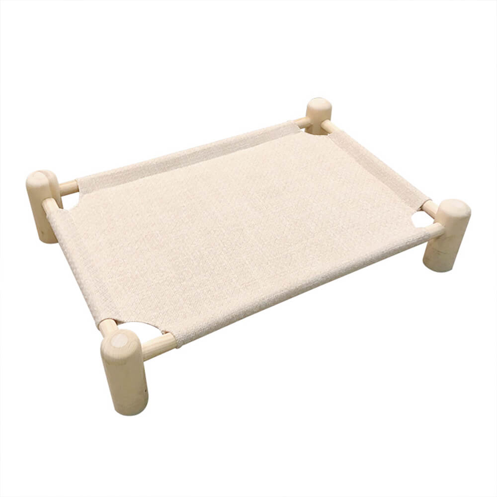 Cama para perros elevado de lino y madera